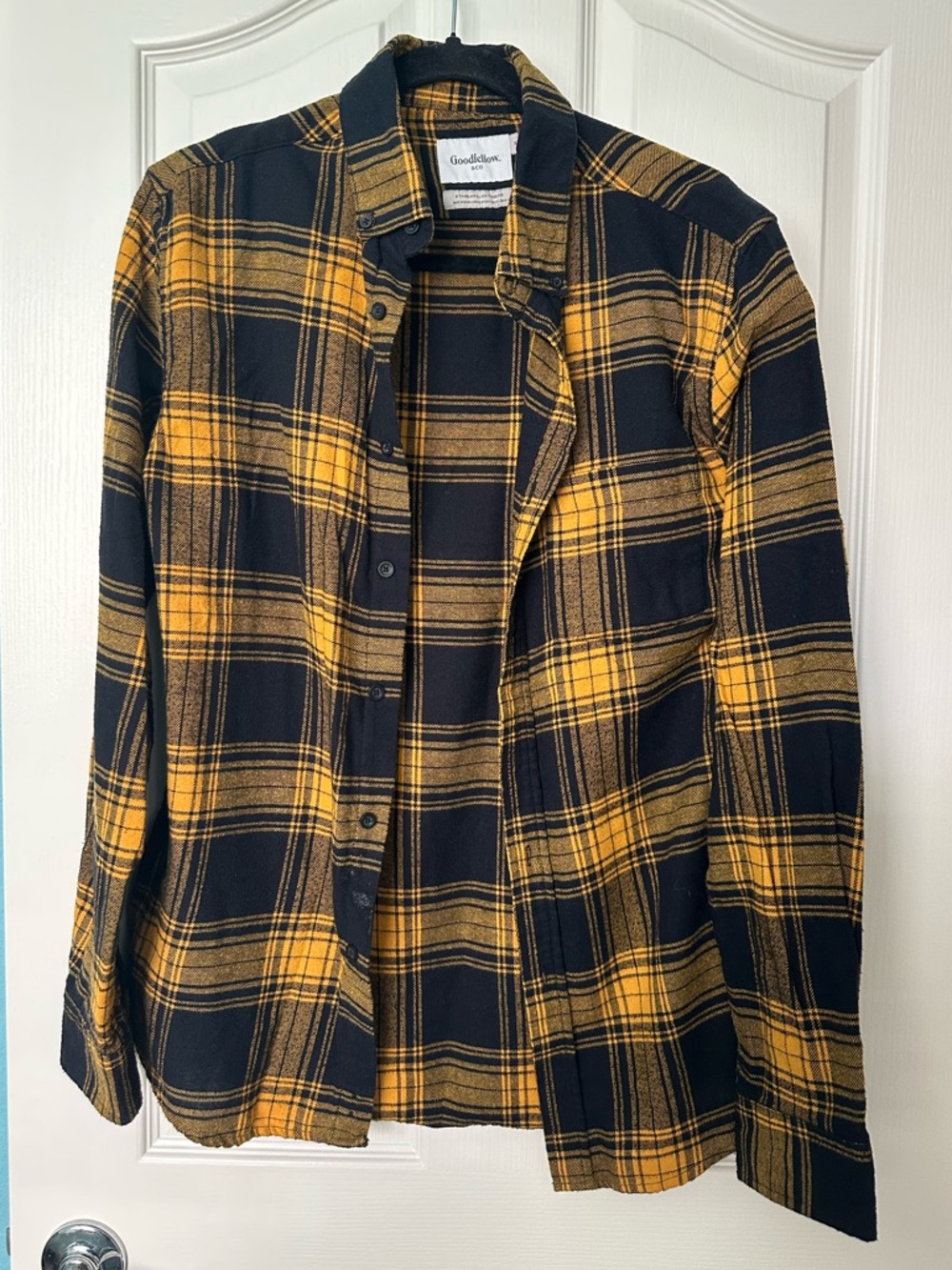 Goodfellow & Co Black and Yellow Plaid Flannel